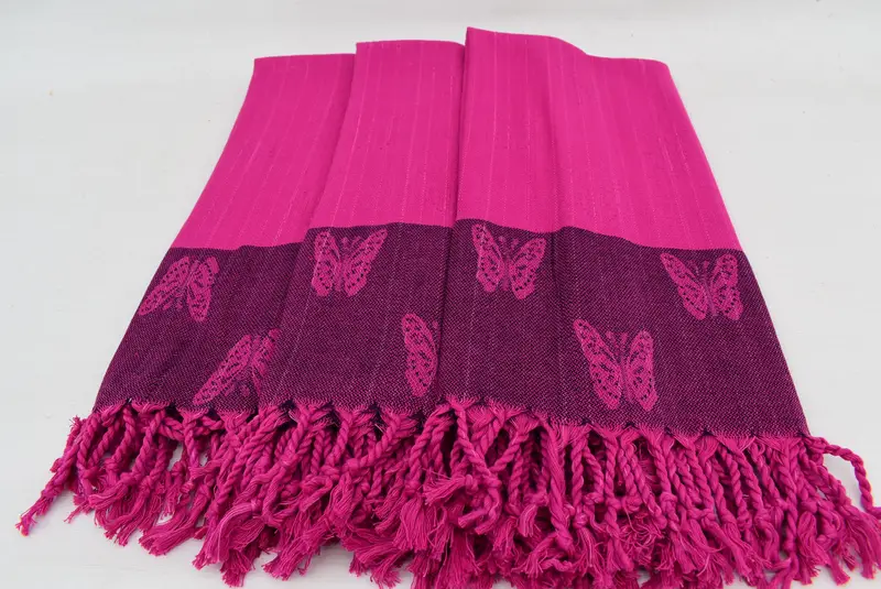 Handwoven Turkish Towel, Personalized Gift For Her, Turkish hand towel, Quick-dry towel, 70x32 Cotton Butterfly Design Towel, Bridesmaid Gift - 7