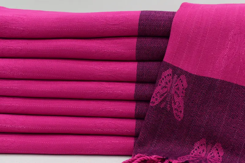 Handwoven Turkish Towel, Personalized Gift For Her, Turkish hand towel, Quick-dry towel, 70x32 Cotton Butterfly Design Towel, Bridesmaid Gift - 1