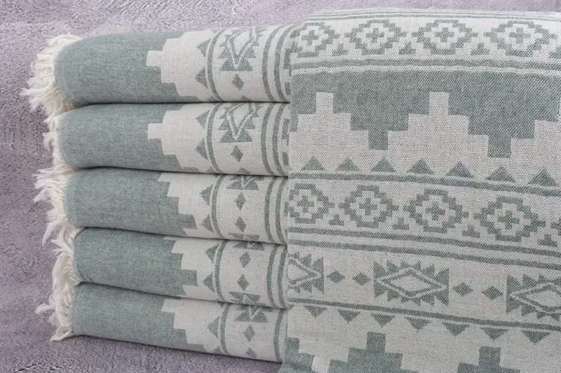 Beach Towel Gift, Custom Wedding Gift, Spa Gift, 70x36 Cotton Aztec Towel, Handmade Gift, Luxury Turkish beach towel with fringe, Decorative Towel - 1