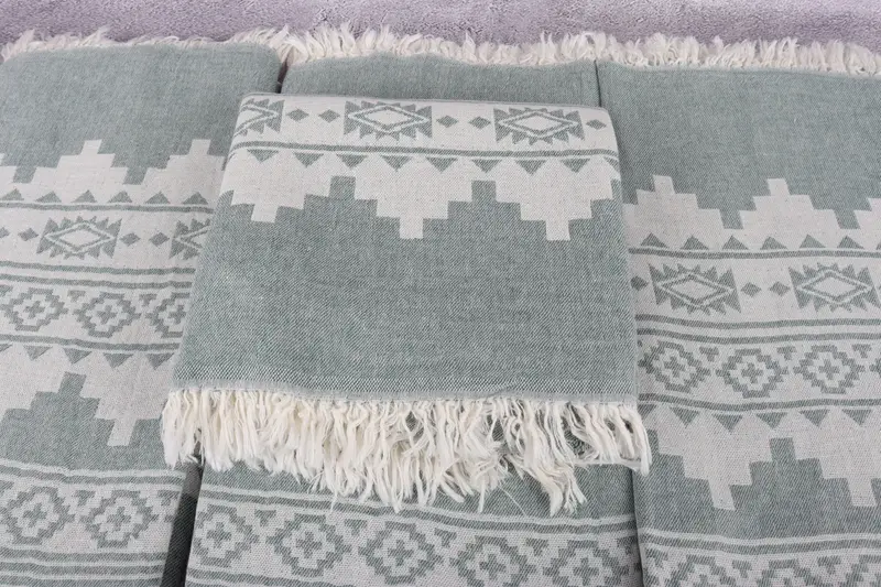 Beach Towel Gift, Custom Wedding Gift, Spa Gift, 70x36 Cotton Aztec Towel, Handmade Gift, Luxury Turkish beach towel with fringe, Decorative Towel - 4