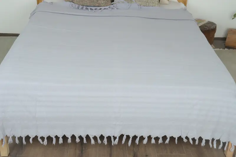 Personalized Gifts, Custom Wedding Gifts, Bachelor Gift, Decorative Bedspread, Bridesmaid Gifts, 96x68 Cotton Stonewashed Striped Towel - 8