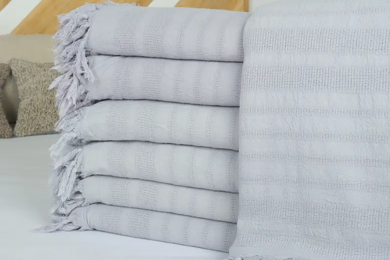 Personalized Gifts, Custom Wedding Gifts, Bachelor Gift, Decorative Bedspread, Bridesmaid Gifts, 96x68 Cotton Stonewashed Striped Towel - 2