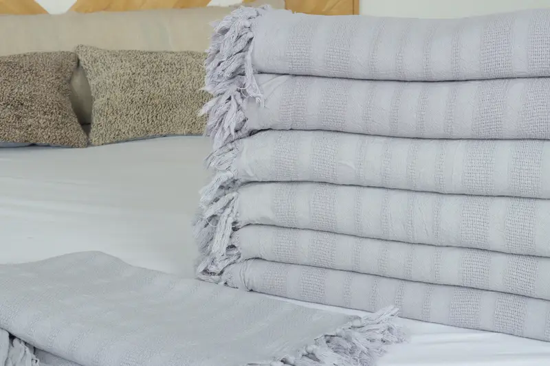 Personalized Gifts, Custom Wedding Gifts, Bachelor Gift, Decorative Bedspread, Bridesmaid Gifts, 96x68 Cotton Stonewashed Striped Towel - 3