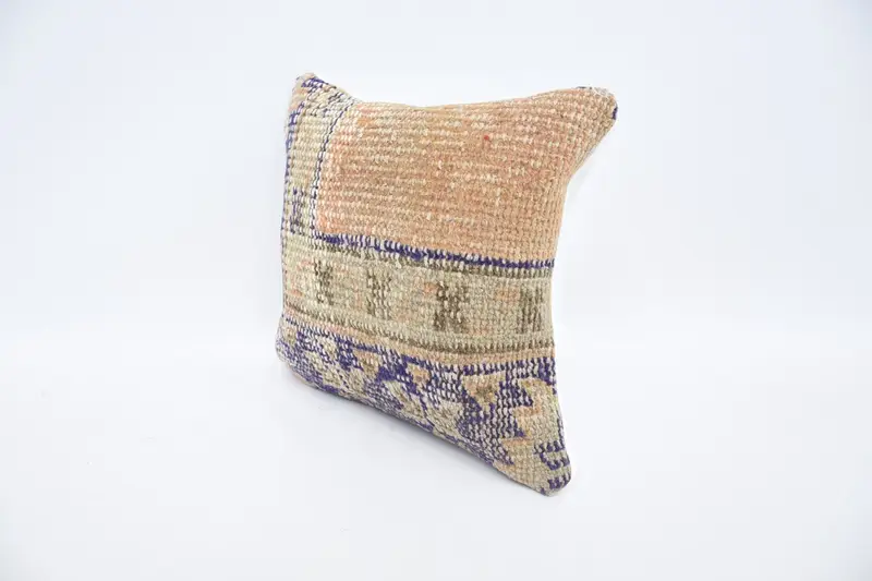 12x12 Orange Pillow Cover, Cushion Case, Handmade Kilim Cushion, Kilim Cushion Sham, Kilim Pillow Cover, Knitted Pillow Sham - 4