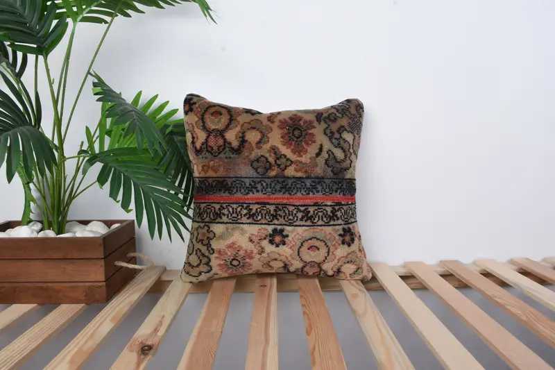 16x16 Brown Cushion Case, Pillow Case, Gift Pillow, Interior Designer Pillow, Wholesale Pillow Case, Ethnic Throw Pillow, Kilim Cushion Sham - 1