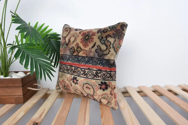 16x16 Brown Cushion Case, Pillow Case, Gift Pillow, Interior Designer Pillow, Wholesale Pillow Case, Ethnic Throw Pillow, Kilim Cushion Sham - 4