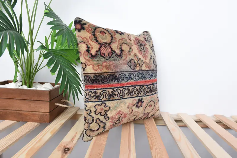 16x16 Brown Cushion Case, Pillow Case, Gift Pillow, Interior Designer Pillow, Wholesale Pillow Case, Ethnic Throw Pillow, Kilim Cushion Sham - 5