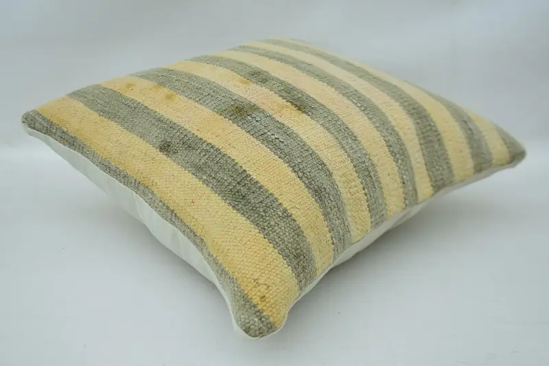 Vintage Throw Pillow Case, Vintage Kilim Pillow, Pillow Sham, Antique Pillows, Vintage Kilim Throw Pillow, 16x16 Beige Pillow Case - 6