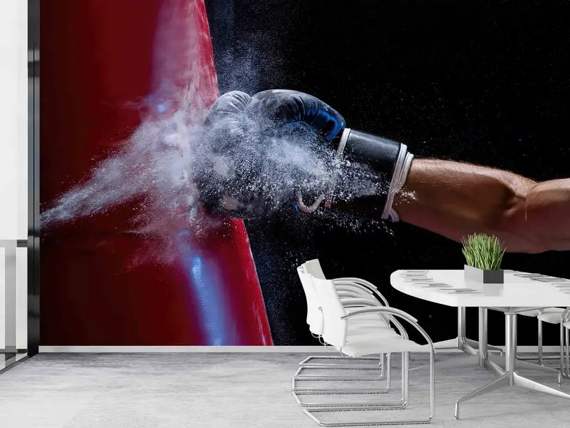 Elegante, mit Boxhandschuhen bedruckte Tapete für Man Cave