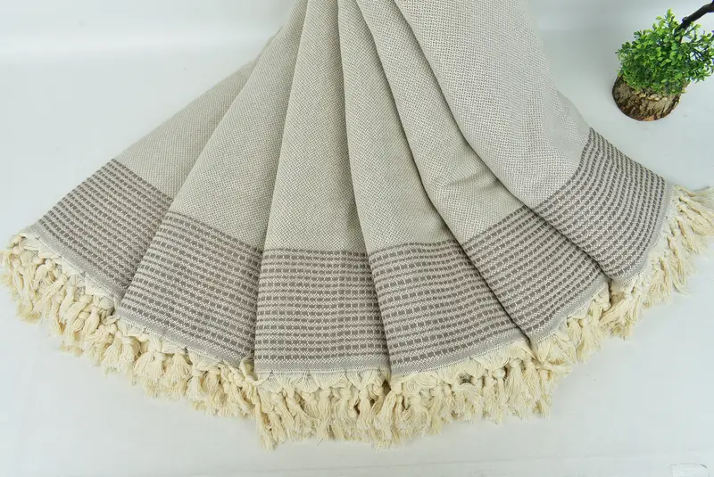 Turkish Bedspread, Bridesmaid Gifts Personalized, Shower Curtain, Woven Throw Blanket, 96x92 Cotton Striped Towel, Wedding Favors, Monogram Blanket - 4