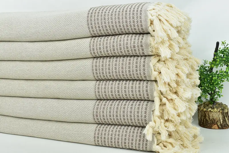Turkish Bedspread, Bridesmaid Gifts Personalized, Shower Curtain, Woven Throw Blanket, 96x92 Cotton Striped Towel, Wedding Favors, Monogram Blanket - 3