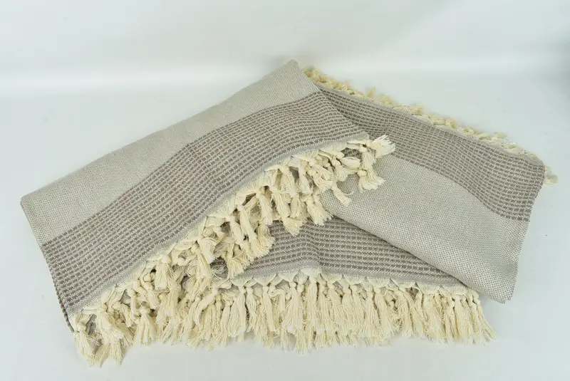 Turkish Bedspread, Bridesmaid Gifts Personalized, Shower Curtain, Woven Throw Blanket, 96x92 Cotton Striped Towel, Wedding Favors, Monogram Blanket - 6