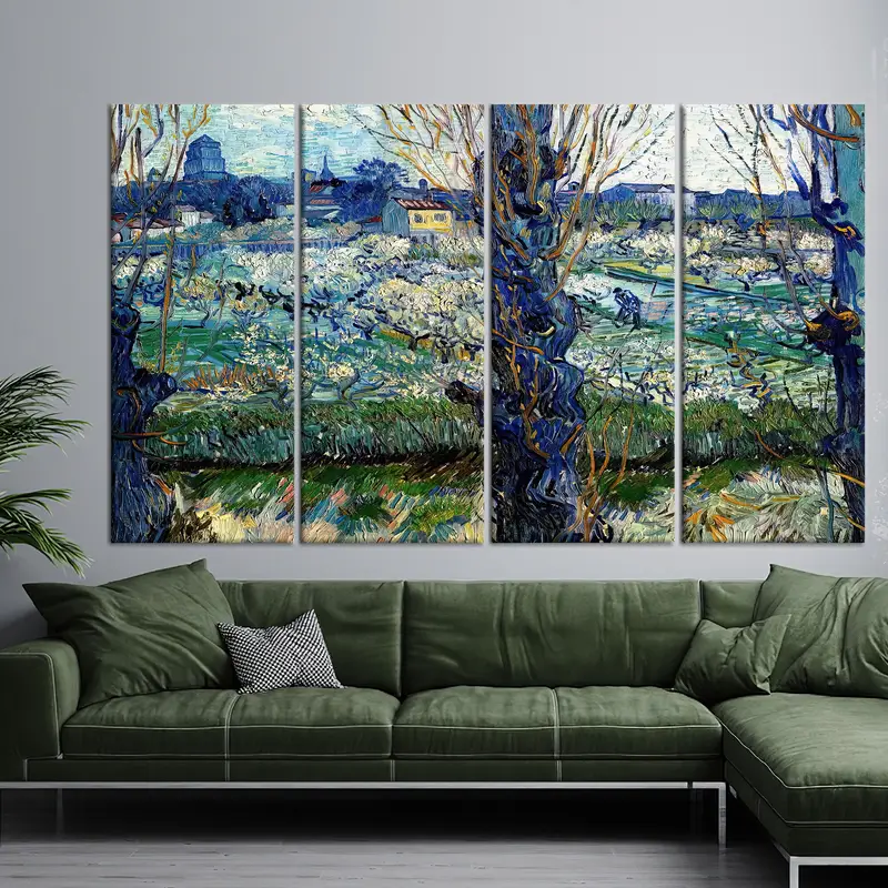 Van Gogh Wall Art, View on Arles, Van Gogh Artwork, Flowering Orchards Decor, Garden Landscape Wall Art, Nature Landscape Wall Decor, - 6