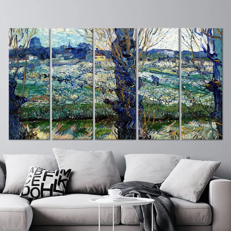 Van Gogh Wall Art, View on Arles, Van Gogh Artwork, Flowering Orchards Decor, Garden Landscape Wall Art, Nature Landscape Wall Decor, - 7