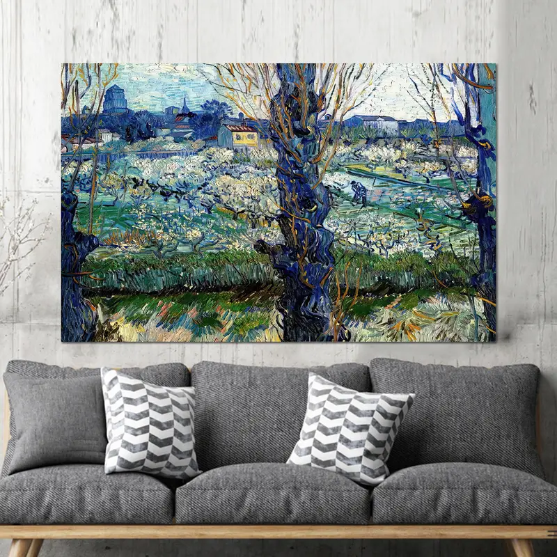 Van Gogh Wall Art, View on Arles, Van Gogh Artwork, Flowering Orchards Decor, Garden Landscape Wall Art, Nature Landscape Wall Decor, - 4