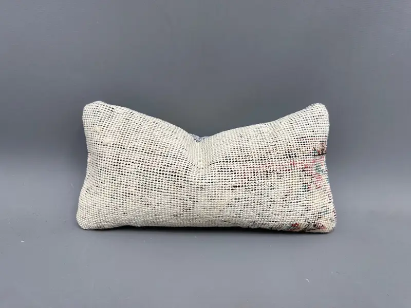 Pillow Case, Turkish Bench Cushion Case, Boho Pillow Sham Cover, 8x16 Beige Cushion Cover, Vintage Kilim Throw Pillow, Turkish Pillow - 1