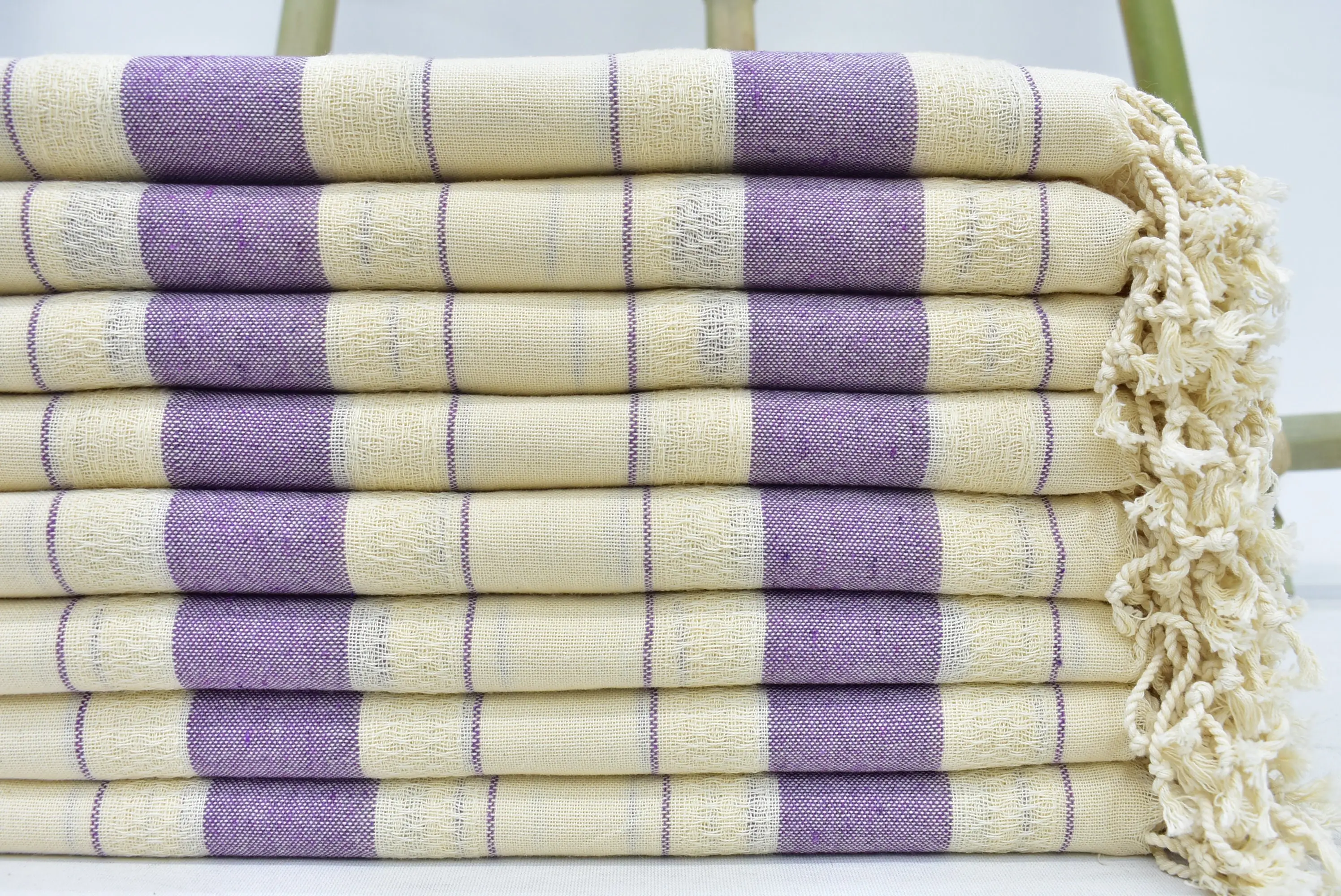 Purple Geometric Towel Bachelorette Party Gift, Organic Cotton, 70x40 Inches - 1