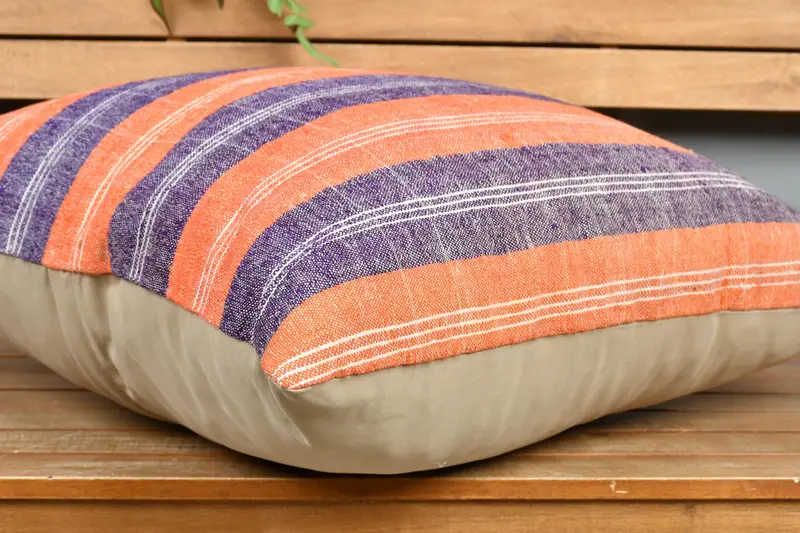 Ethnical Kilim Rug Pillow, Handmade Kilim Cushion, 24x24 Orange Pillow Cover, Vintage Kilim Throw Pillow, Pillow Sham, Bolster Cushion Cover - 4