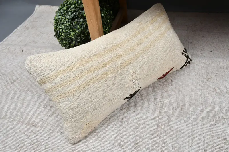 Floor Cushion Cover, 12x24 Beige Pillow Sham, Cushion, Gift Pillow, Vintage Kilim Pillow, Boho Chic Pillow Cover, Boho Pillow Sham Cover - 7
