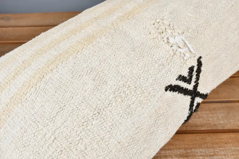 Floor Cushion Cover, 12x24 Beige Pillow Sham, Cushion, Gift Pillow, Vintage Kilim Pillow, Boho Chic Pillow Cover, Boho Pillow Sham Cover - 3