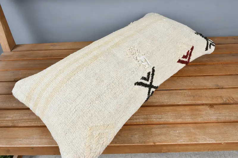 Floor Cushion Cover, 12x24 Beige Pillow Sham, Cushion, Gift Pillow, Vintage Kilim Pillow, Boho Chic Pillow Cover, Boho Pillow Sham Cover - 2