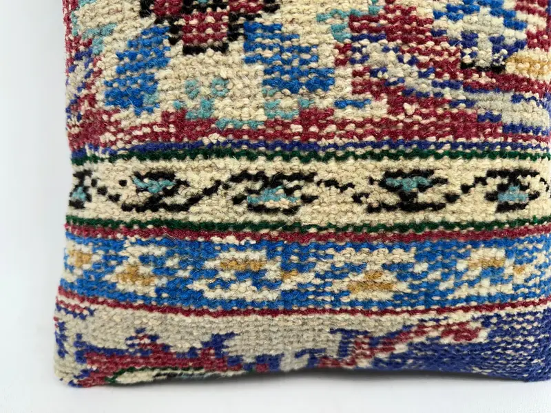 Blue & Purple Embroidered Throw Pillow, 12x12 Inch Southwestern Square Pillow - 2