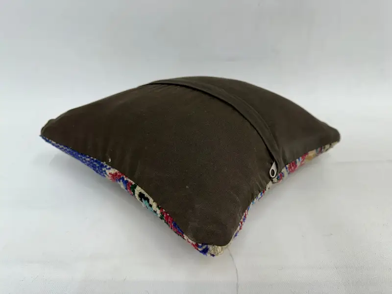 Blue & Purple Embroidered Throw Pillow, 12x12 Inch Southwestern Square Pillow - 7