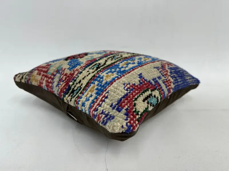 Blue & Purple Embroidered Throw Pillow, 12x12 Inch Southwestern Square Pillow - 6