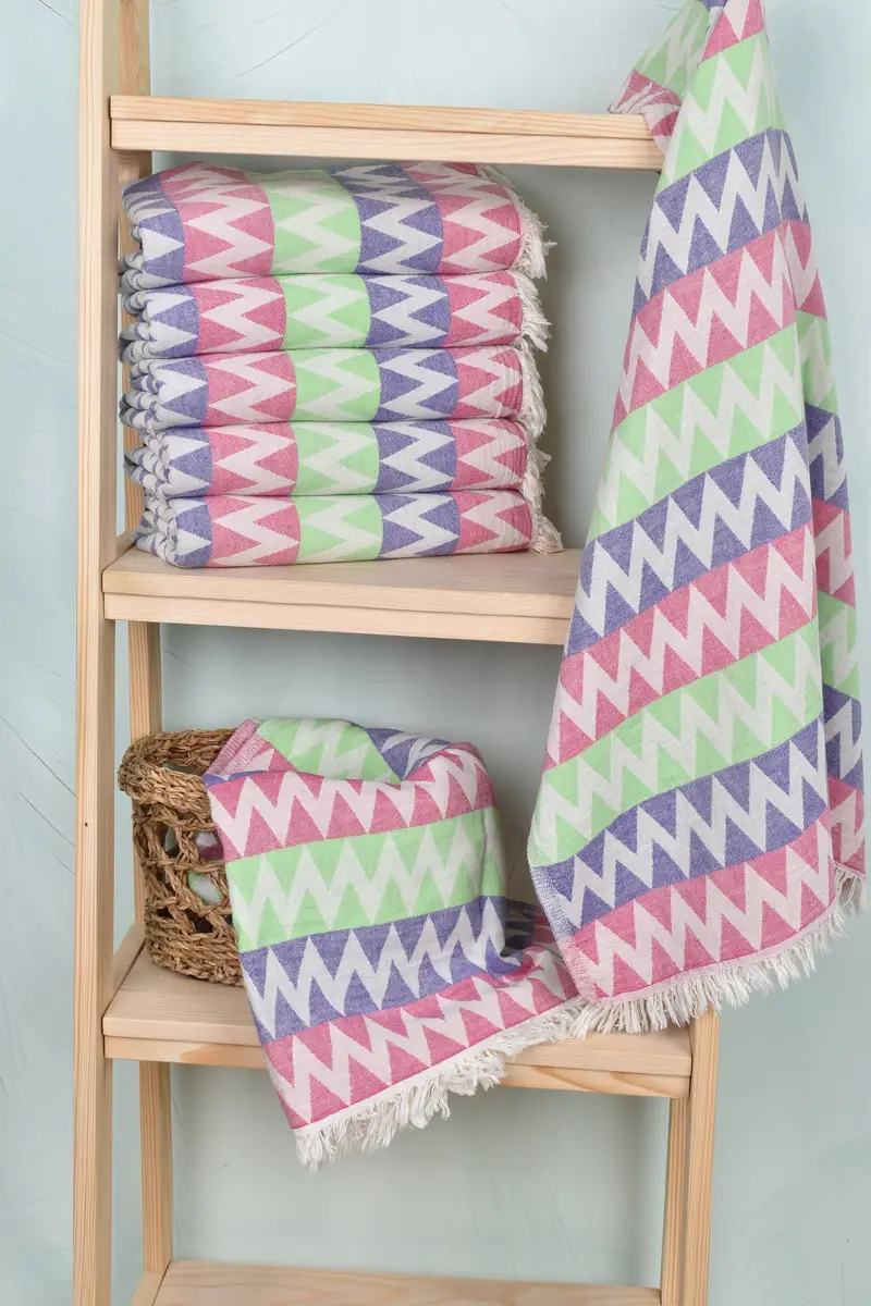 Organic towel, Bride Gift, Custom Towel Beach, Best Friend Gift, Turkish bath towel for spa, 70x40 Cotton Zigzag Design Towel, Organic Turkish towel - 3