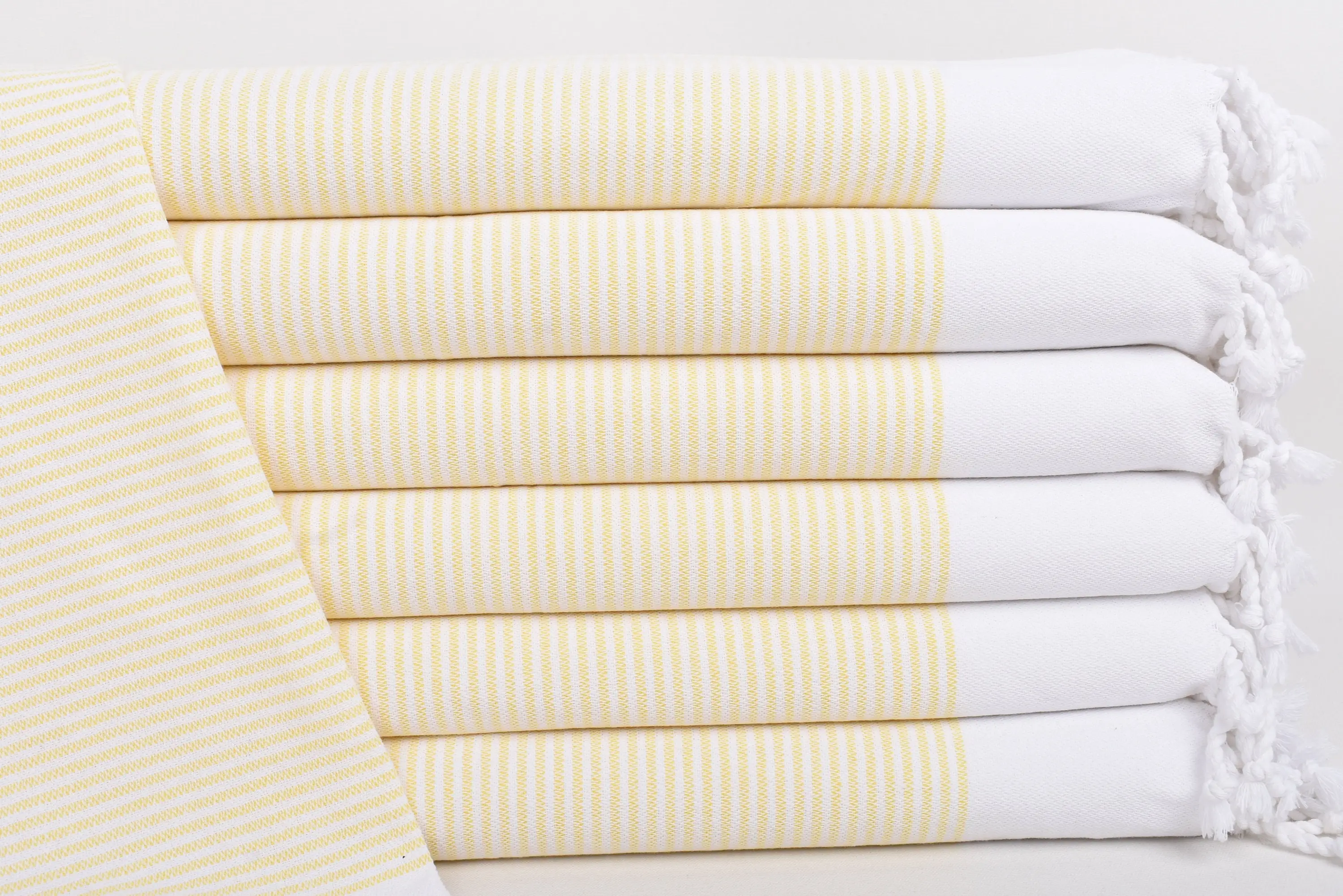 Bachelor Towel Yellow Striped Tea Towel, Organic Cotton, 40x18 Inches - 1