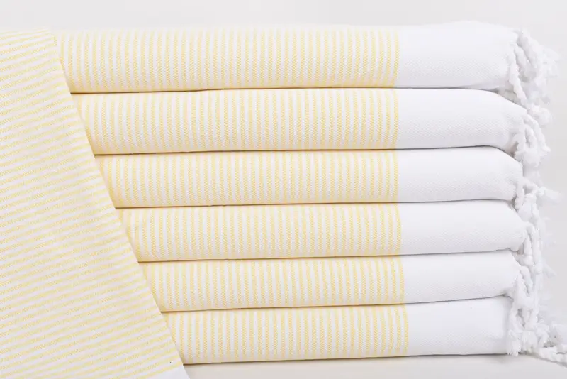 Bachelor Towel Yellow Striped Tea Towel, Organic Cotton, 40x18 Inches