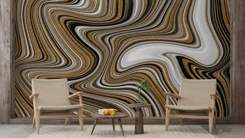 Alcohol Ink Wall Mural, Black Gold And White Marble, Paper Wall Art, 3d Wall Paper, Modern Wall Paper, Luxury Marble Mural, - 4