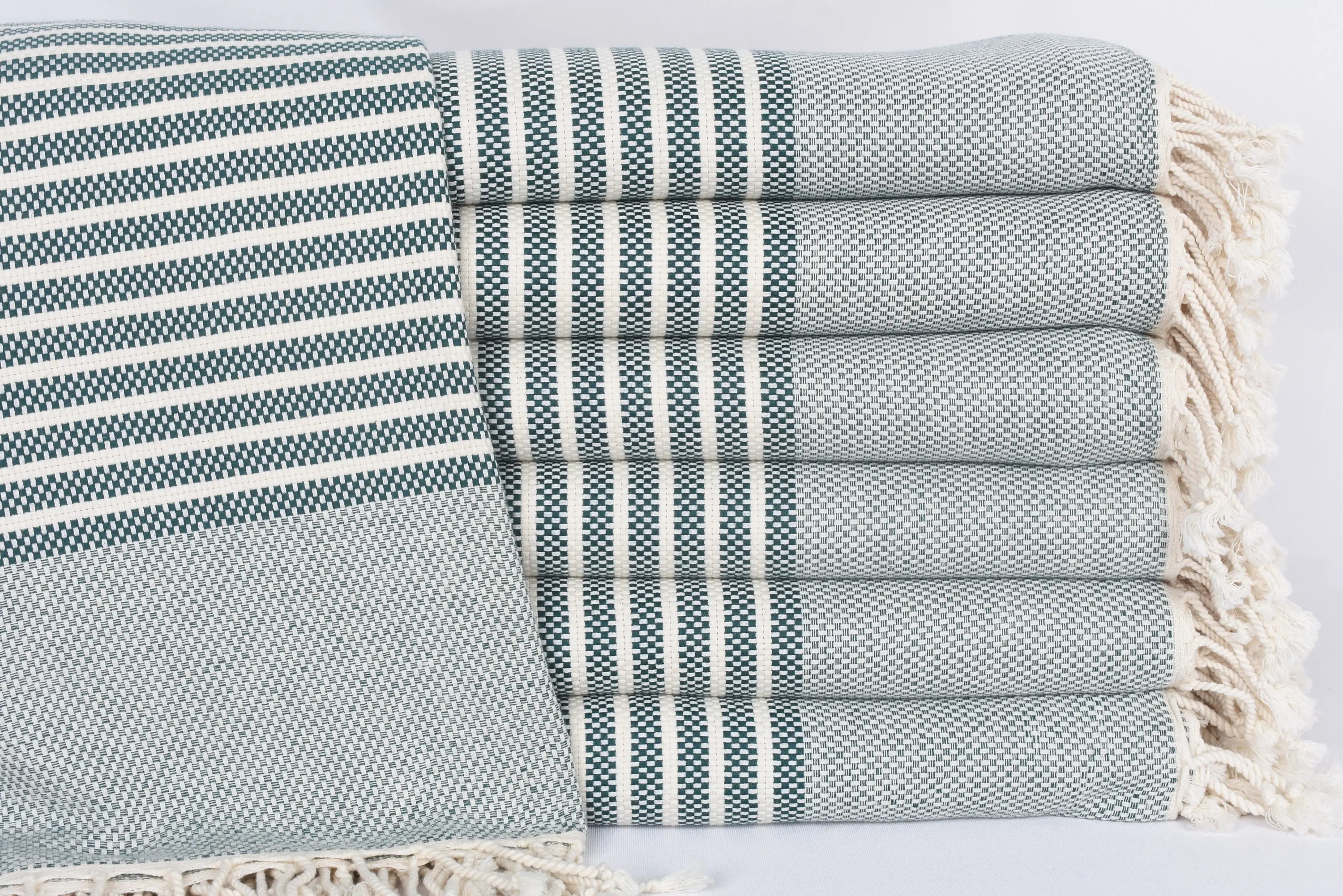 Monogram Beach Towel Organic Cotton Dark Green, 75x40 Inches - 1