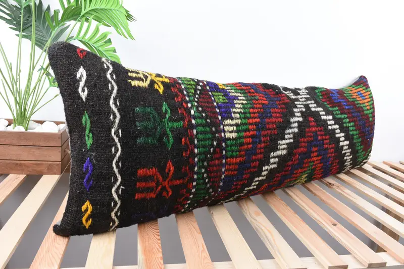 Vintage Pillow, Turkish Pillow, Outdoor Bolster Pillow Cover, Kilim Pillow, 16x48 Green Pillow Cover, Customized Pillow Sham, Pillow Cover - 4