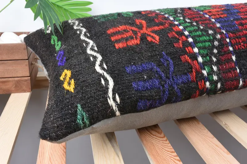 Vintage Pillow, Turkish Pillow, Outdoor Bolster Pillow Cover, Kilim Pillow, 16x48 Green Pillow Cover, Customized Pillow Sham, Pillow Cover - 6
