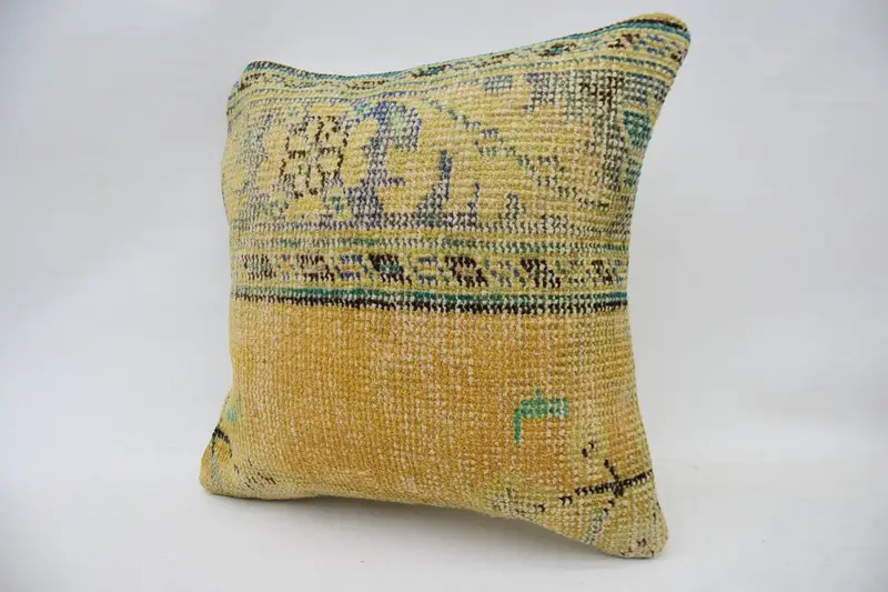 Pillow Cover, 16x16 Beige Pillow Sham, Pillow for Sofa, Seat Pillow Case, Vintage Kilim Throw Pillow, Garden Pillow Sham, Vintage Kilim Pillow - 3
