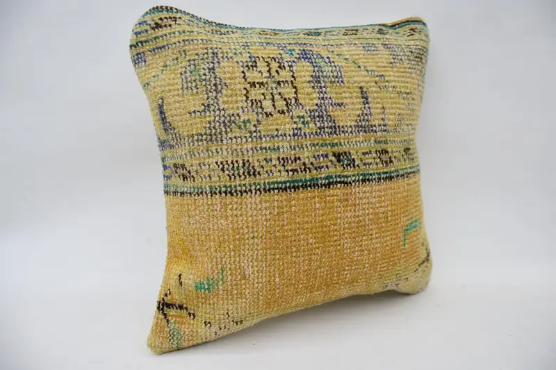 Pillow Cover, 16x16 Beige Pillow Sham, Pillow for Sofa, Seat Pillow Case, Vintage Kilim Throw Pillow, Garden Pillow Sham, Vintage Kilim Pillow - 2