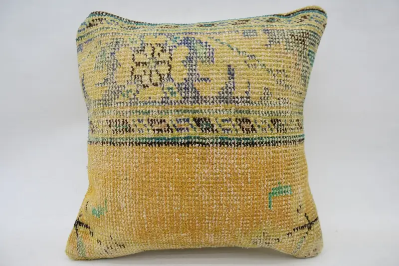 Pillow Cover, 16x16 Beige Pillow Sham, Pillow for Sofa, Seat Pillow Case, Vintage Kilim Throw Pillow, Garden Pillow Sham, Vintage Kilim Pillow - 1