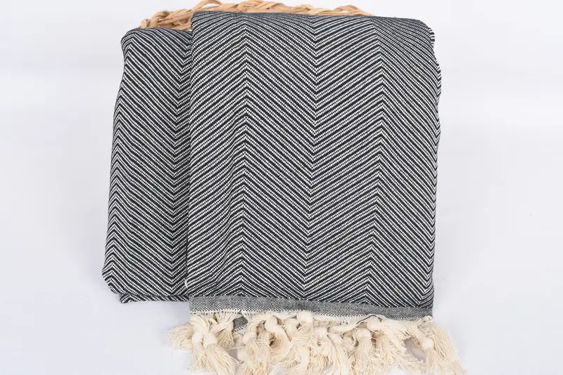 Woven Blanket, Wedding Anniversary Gift, Wedding Favors, Turkish Beach Blanket, Throw Blanket Couch, 84x68 Cotton Zig zag Towel, Engagement Gift - 5