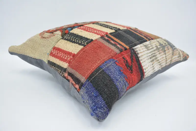 Turkish Kilim Pillow, Ethnical Kilim Rug Pillow, Hippie Throw Pillow Case, 16x16 Red Pillow, Cushion Cover, Vintage Kilim Throw Pillow - 6