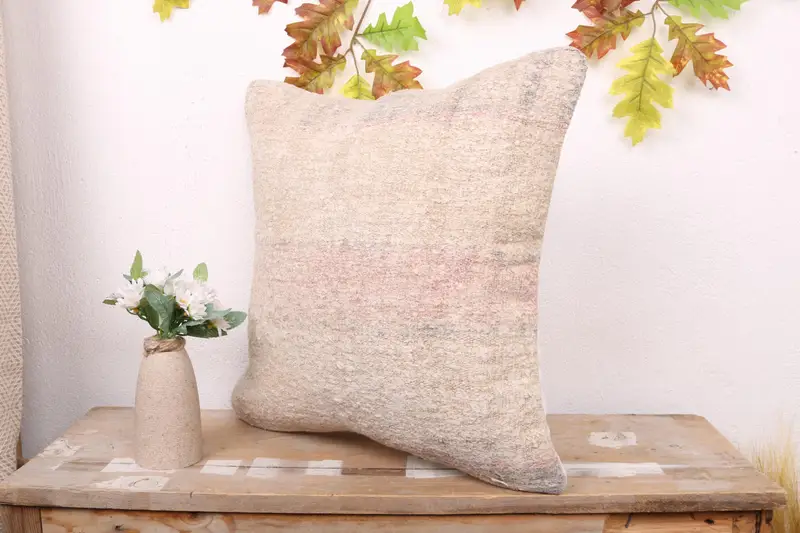 Sofa Bolster Cushion, 18x18 Beige Pillow Sham, Wholesale Cushion Cover, Antique Pillows, Vintage Kilim Pillow, Cushion Case, Gift Pillow - 4