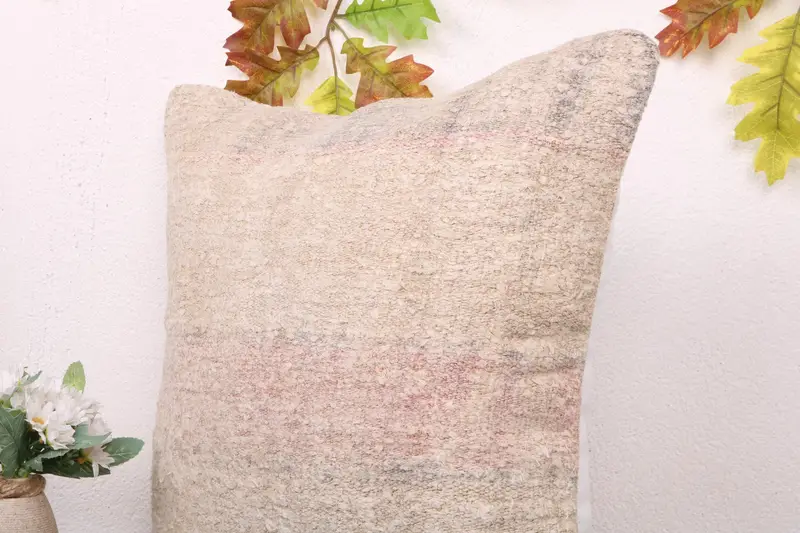 Sofa Bolster Cushion, 18x18 Beige Pillow Sham, Wholesale Cushion Cover, Antique Pillows, Vintage Kilim Pillow, Cushion Case, Gift Pillow - 5