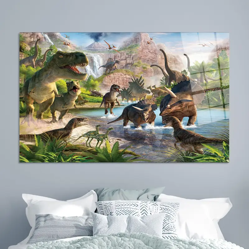 Künstlerische Dino-Leinwand: Lebendiges Dinosaurier-Liebhaber-Geschenk für Jungenzimmer