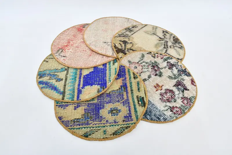Elegant Blue and Beige Kilim Placemats, Versatile Dining Accessories
