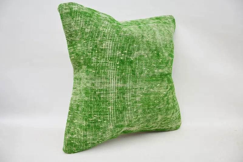 Kilim Pillow Cover, 18x18 Green Cushion Case, Handmade Kilim Cushion, Bright Cushion, Pillow Cover, Home Decor Pillow, Retro Pillow - 2