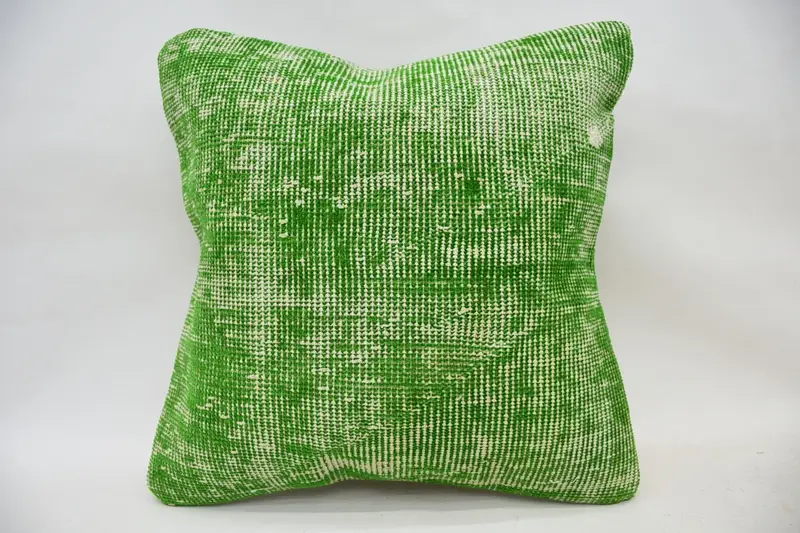 Kilim Pillow Cover, 18x18 Green Cushion Case, Handmade Kilim Cushion, Bright Cushion, Pillow Cover, Home Decor Pillow, Retro Pillow - 1