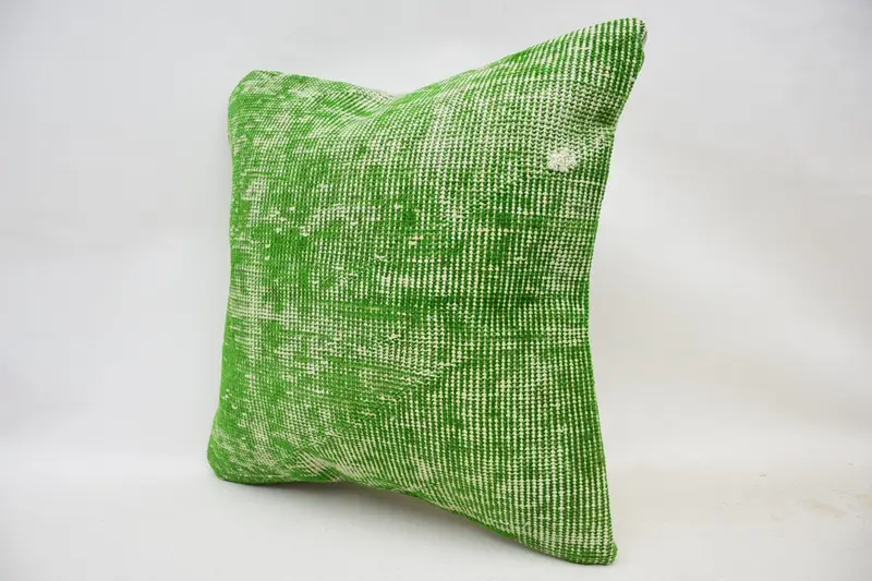Kilim Pillow Cover, 18x18 Green Cushion Case, Handmade Kilim Cushion, Bright Cushion, Pillow Cover, Home Decor Pillow, Retro Pillow - 3