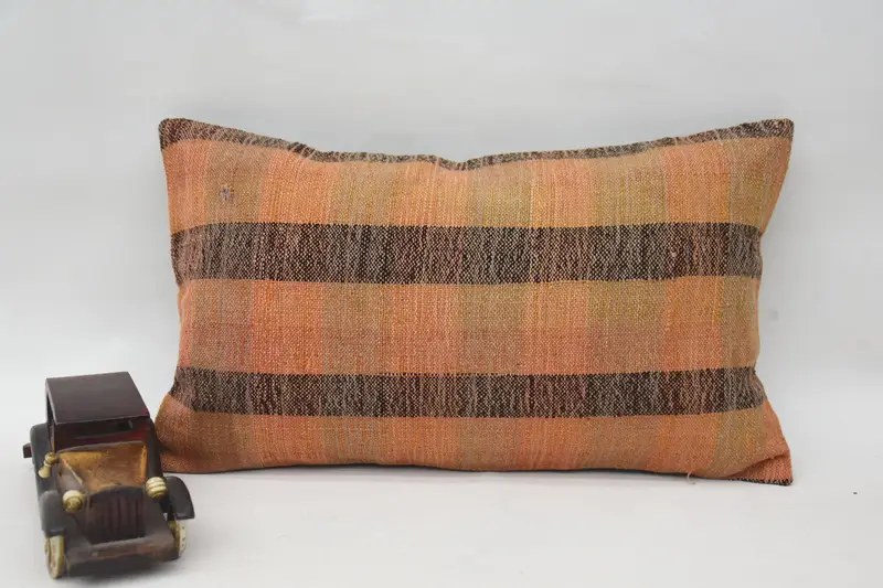 Interior Designer Pillow, Gift Pillow, Cushion, Turkish Kilim Pillow, 12x20 Orange Pillow Cover, Handwoven Pillow Cover Pillow - 1