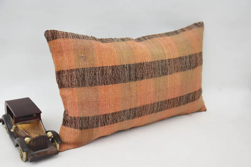Interior Designer Pillow, Gift Pillow, Cushion, Turkish Kilim Pillow, 12x20 Orange Pillow Cover, Handwoven Pillow Cover Pillow - 2