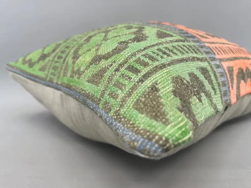 Turkish Pillow, Vintage Throw Pillow, Meditation Cushion Case, Antique Pillows, 18x18 Green Pillow, Car Cushion, Cushion, Pillow for Sofa - 6